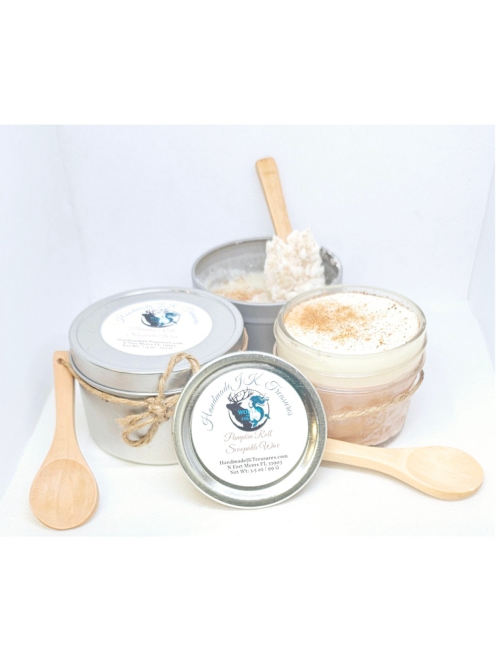 Pumpkin Roll Cream Cheese Frosting Scoopable Wax With Bamboo Spoon 4 oz